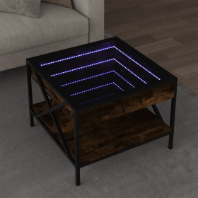 Coffee table with Infinity LED smoked oak 50x50x38 cm by , Coffee table - Ref: Foro24-847699, Price: 86,99 €, Discount: %