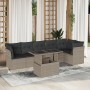 7-piece garden sofa set with light gray PE rattan cushions by , Garden sets - Ref: Foro24-3266602, Price: 563,57 €, Discount: %