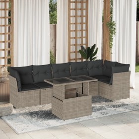 7-piece garden sofa set with light gray PE rattan cushions by , Garden sets - Ref: Foro24-3266602, Price: 550,56 €, Discount: %