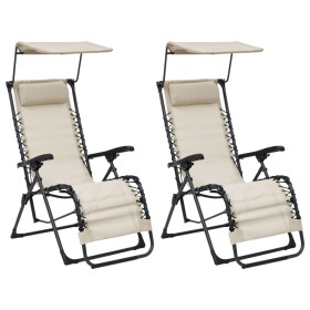 Folding chairs 2 units cream textilene by vidaXL, Loungers - Ref: Foro24-312472, Price: 165,99 €, Discount: %