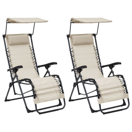 Folding chairs 2 units cream textilene by vidaXL, Loungers - Ref: Foro24-312472, Price: 165,76 €, Discount: %