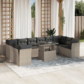 Gartensofagarnitur 11-teilig mit grauen Polstern aus synthetischem Rattan von , Gartensets - Ref: Foro24-3266862, Preis: 822,...