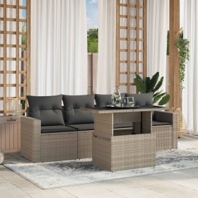 Gartensofa-Set und Kissen, 5-teilig, aus hellem grauem Kunst-Rattan. von , Gartensets - Ref: Foro24-3267102, Preis: 421,82 €,...