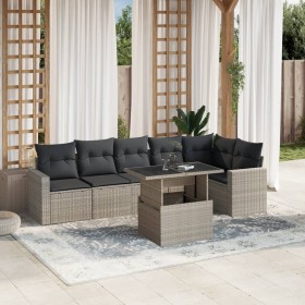 7-piece garden sofa set with light gray PE rattan cushions by , Garden sets - Ref: Foro24-3267292, Price: 554,58 €, Discount: %