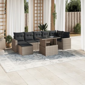 Garden sofa set 8 pieces and gray synthetic rattan cushions by , Garden sets - Ref: Foro24-3267432, Price: 591,99 €, Discount: %