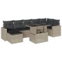 Garden sofa set 8 pieces and gray synthetic rattan cushions by , Garden sets - Ref: Foro24-3267432, Price: 591,99 €, Discount: %