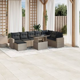 Garden furniture set 9 pieces and light gray synthetic rattan cushions by , Garden sets - Ref: Foro24-3267472, Price: 657,99 ...