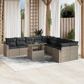 Garden sofa set 11 pieces and gray synthetic rattan cushions by , Garden sets - Ref: Foro24-3267542, Price: 813,99 €, Discoun...