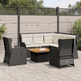 Set muebles de jardín 6 piezas y cojines ratán sintético negro de , Conjuntos de jardín - Ref: Foro24-3262155, Precio: 831,69...