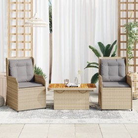 Garden furniture set 3 pieces and beige synthetic rattan cushions by , Garden sets - Ref: Foro24-3262735, Price: 376,99 €, Di...