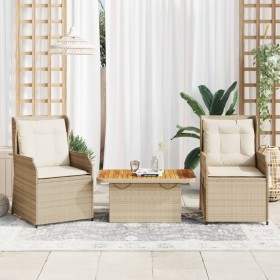 Garden furniture set 3 pieces and beige synthetic rattan cushions by , Garden sets - Ref: Foro24-3262737, Price: 376,13 €, Di...