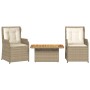 Set muebles de jardín 3 piezas y cojines ratán sintético beige de , Conjuntos de jardín - Ref: Foro24-3262737, Precio: 376,49...