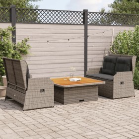 3-teiliges Gartenmöbel-Set und Kissen aus grauem Kunst-Rattan. von , Gartensets - Ref: Foro24-3262742, Preis: 589,97 €, Rabat...