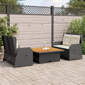 3-teiliges Gartenmöbel-Set und Kissen aus schwarzem Kunststoff-Rattan von , Gartensets - Ref: Foro24-3262740, Preis: 563,99 €...