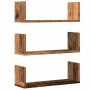 Estantes de pared 3 uds madera ingeniería envejecida 58x18x18cm de , Estantes y estanterías - Ref: Foro24-853288, Precio: 29,...