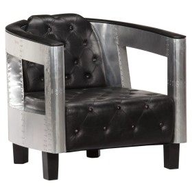 Sillón de aviador de cuero auténtico negro de , Sillones - Ref: Foro24-247795, Precio: 555,99 €, Descuento: %