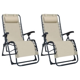 Folding chairs 2 units cream textilene by vidaXL, Loungers - Ref: Foro24-312464, Price: 156,99 €, Discount: %