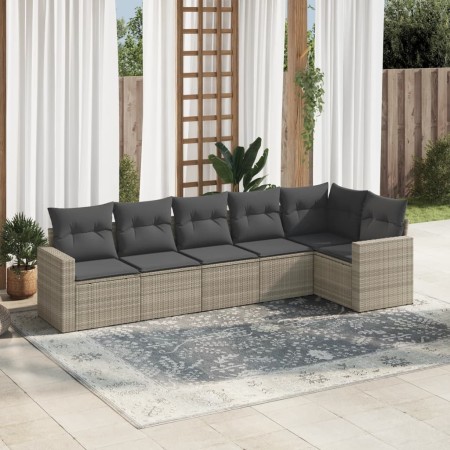 Set de sofás de jardín 6 pzas y cojines ratán sintético gris de , Conjuntos de jardín - Ref: Foro24-3218982, Precio: 435,75 €...