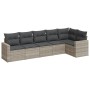 Garden sofa set 6 pieces and gray synthetic rattan cushions by , Garden sets - Ref: Foro24-3218982, Price: 435,75 €, Discount: %