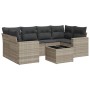 Gartensofa-Set, 7-teilig, mit Kissen, aus hellem grauem PE-Rattan. von , Modulare Sofas für den Außenbereich - Ref: Foro24-32...