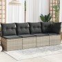 Gartensofa mit Kissen, 4 Plätze, helles graues Kunststoffrattan von , Outdoor-Sofas - Ref: Foro24-366177, Preis: 275,99 €, Ra...