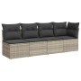 Garden sofa with cushions, 4 seats, light gray synthetic rattan by , Outdoor sofas - Ref: Foro24-366177, Price: 277,37 €, Dis...