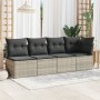 Garden sofa with cushions, 4 seats, light gray synthetic rattan by , Outdoor sofas - Ref: Foro24-366177, Price: 277,37 €, Dis...