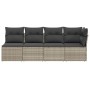 Garden sofa with cushions, 4 seats, light gray synthetic rattan by , Outdoor sofas - Ref: Foro24-366177, Price: 277,37 €, Dis...