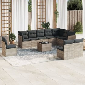 Garden sofa set 11 pieces and gray synthetic rattan cushions by , Garden sets - Ref: Foro24-3217812, Price: 749,38 €, Discoun...