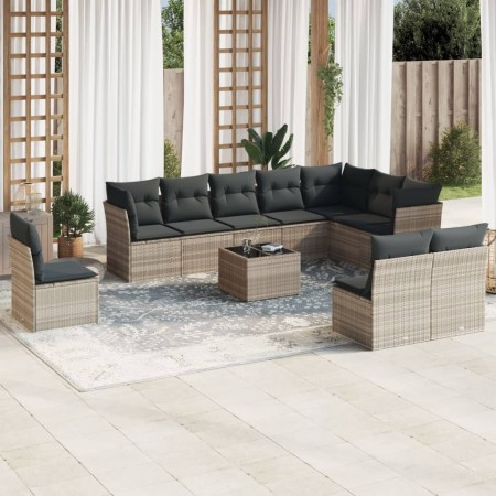 Garden sofa set 11 pieces and gray synthetic rattan cushions by , Garden sets - Ref: Foro24-3217812, Price: 752,45 €, Discoun...