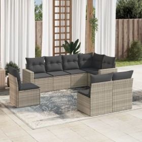 Garden sofa set 8 pieces and gray synthetic rattan cushions by , Garden sets - Ref: Foro24-3219062, Price: 569,99 €, Discount: %