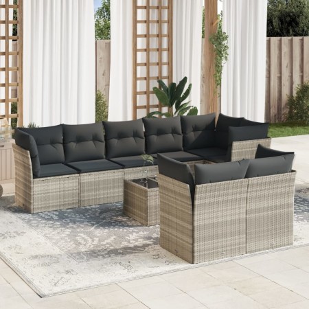 Garden furniture set 9 pieces and light gray synthetic rattan cushions by , Garden sets - Ref: Foro24-3217922, Price: 664,12 ...