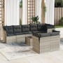 Set muebles jardín 9 pzas y cojines ratán sintético gris claro de , Conjuntos de jardín - Ref: Foro24-3217922, Precio: 666,29...