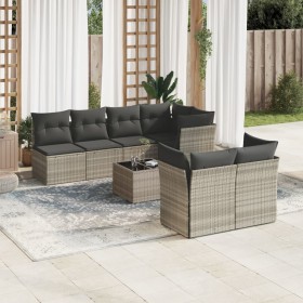 Garden sofa set 8 pieces and gray synthetic rattan cushions by , Garden sets - Ref: Foro24-3217302, Price: 582,26 €, Discount: %