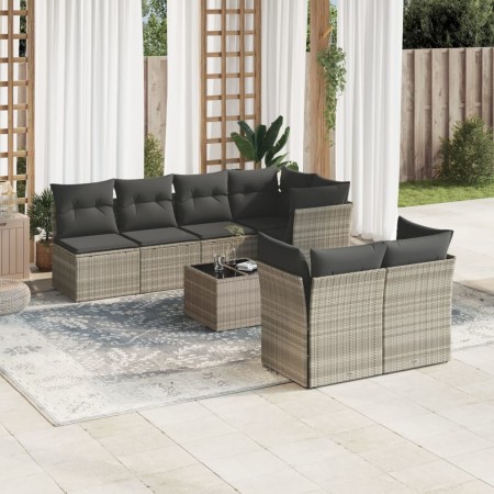 Garden sofa set 8 pieces and gray synthetic rattan cushions by , Garden sets - Ref: Foro24-3217302, Price: 583,93 €, Discount: %