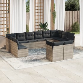 Garden sofa set 12 pieces and gray synthetic rattan cushions by , Garden sets - Ref: Foro24-3218432, Price: 847,13 €, Discoun...