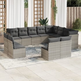 Garden sofa set 12 pieces and gray synthetic rattan cushions by , Garden sets - Ref: Foro24-3218472, Price: 821,99 €, Discoun...