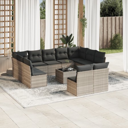 Garden sofa set 12 pieces and gray synthetic rattan cushions by , Garden sets - Ref: Foro24-3218362, Price: 800,35 €, Discoun...