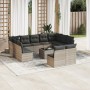 Garden sofa set 12 pieces and gray synthetic rattan cushions by , Garden sets - Ref: Foro24-3218362, Price: 800,35 €, Discoun...