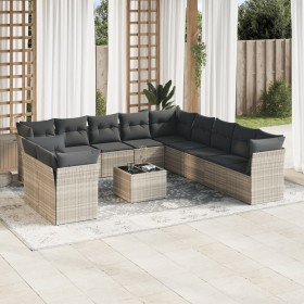 Garden sofa set 12 pieces and gray synthetic rattan cushions by , Garden sets - Ref: Foro24-3217892, Price: 857,72 €, Discoun...