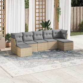 7-piece garden sofa set with light gray PE rattan cushions by , Garden sets - Ref: Foro24-3218032, Price: 460,99 €, Discount: %