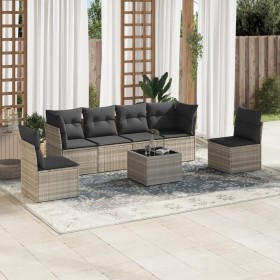 7-piece garden sofa set with light gray PE rattan cushions by , Garden sets - Ref: Foro24-3217382, Price: 478,64 €, Discount: %