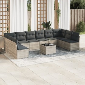 Garden sofa set 11 pieces and gray synthetic rattan cushions by , Garden sets - Ref: Foro24-3218102, Price: 732,47 €, Discoun...