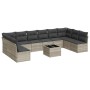 Garden sofa set 11 pieces and gray synthetic rattan cushions by , Garden sets - Ref: Foro24-3218102, Price: 732,47 €, Discoun...