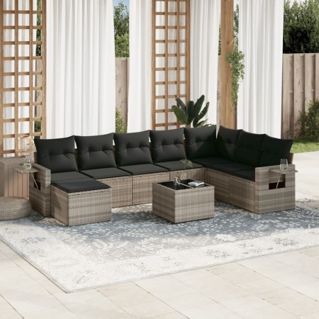 Garden furniture set 9 pieces and light gray synthetic rattan cushions by , Garden sets - Ref: Foro24-3252909, Price: 652,43 ...