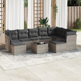 Set of 10-piece garden sofas with light gray synthetic rattan cushions by , Garden sets - Ref: Foro24-3218582, Price: 676,11 ...