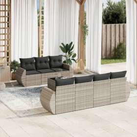 Gartensofagarnitur 8-teilig mit grauen Polstern aus synthetischem Rattan von , Gartensets - Ref: Foro24-3253469, Preis: 636,1...