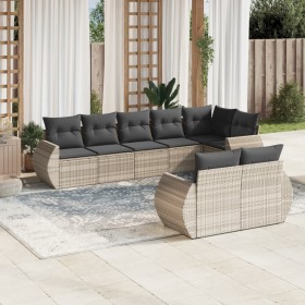 Garden sofa set 8 pieces and gray synthetic rattan cushions by , Garden sets - Ref: Foro24-3253959, Price: 672,60 €, Discount: %