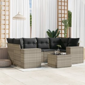 7-piece garden sofa set with light gray PE rattan cushions by , Garden sets - Ref: Foro24-3254659, Price: 562,99 €, Discount: %