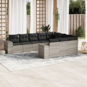 Set of 10-piece garden sofas with light gray synthetic rattan cushions by , Garden sets - Ref: Foro24-3255429, Price: 783,16 ...